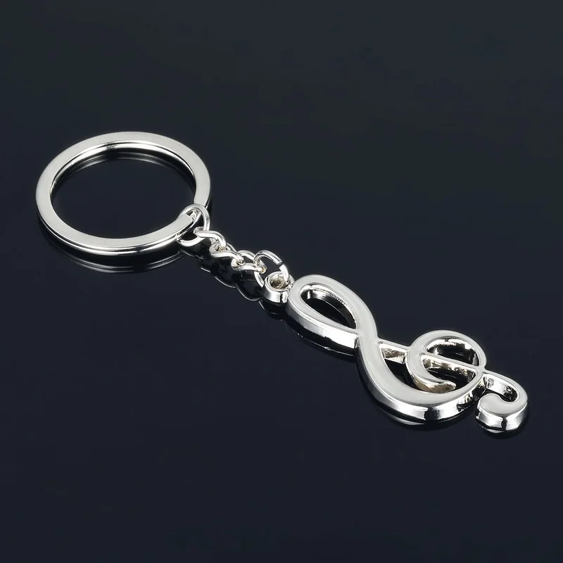 

New Fashion Metal Guitar KeyChains Cute Musical Car Key Ring Silver Color Pendant for Men Women Party Gift KeyChain