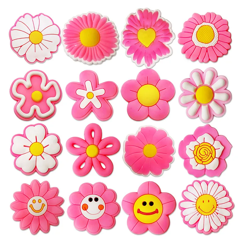 8-16 Sets of Multiple colors of small daisies Shoes Croc charms PVC jibz Shoes Decoration Girls Children's Party Christmas Gifts