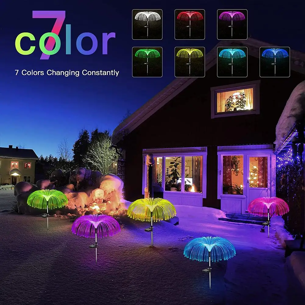 2pcs Solar Jellyfish Light RGB Changing Lawn Light Solar Garden Lights Outdoor Waterproof for Yard Garden Pathway Holiday Decor images - 6