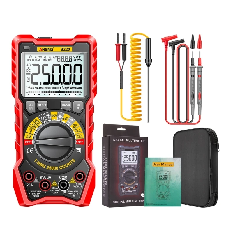 

LCD- Display Detector Multimeter AC-DC Volt-Current Resistance Capacitance Diode Temperature Tester Data Hold Flashlight