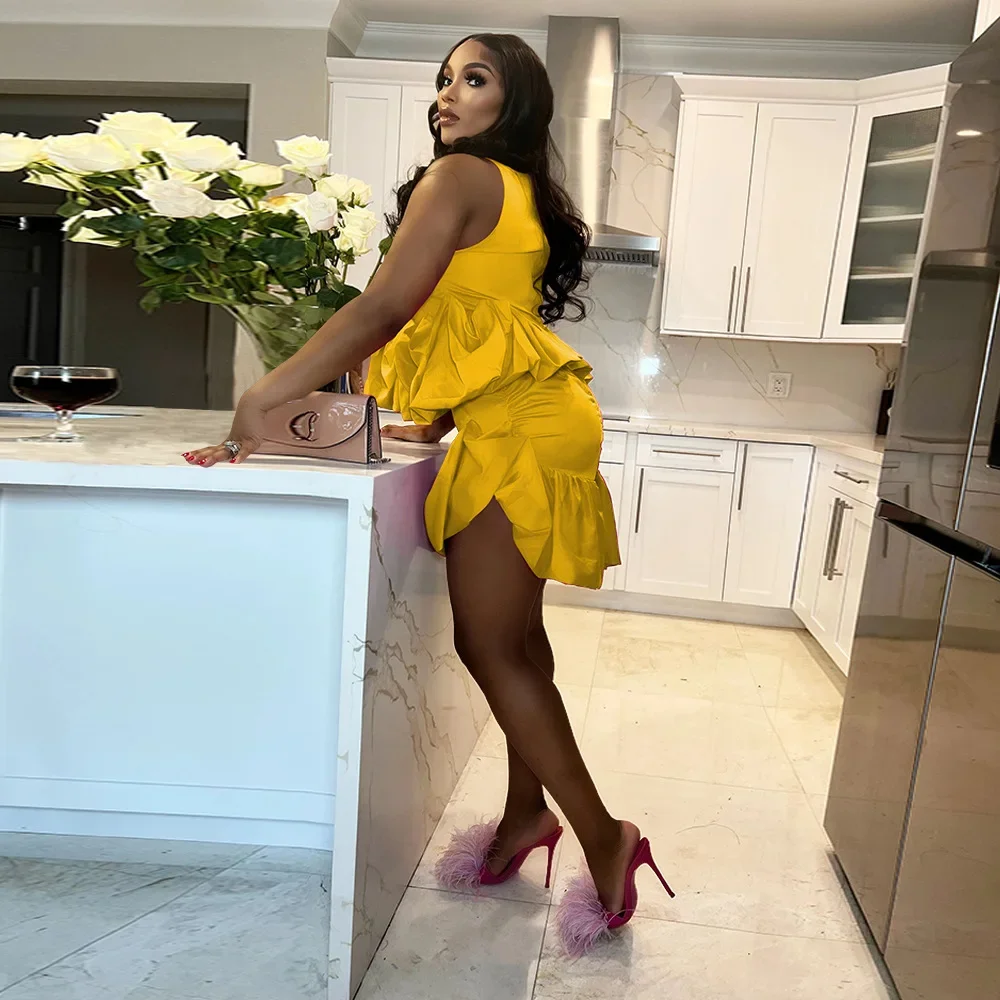 Женский костюм-юбка-миди с оборками и укороченный топ круглым вырезом 2024 летняя