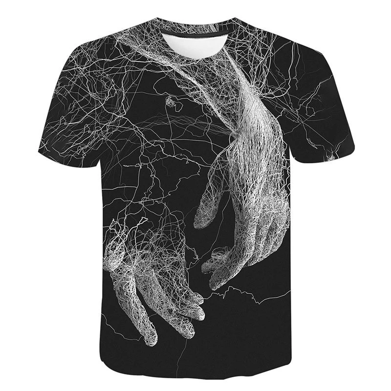 

New Cosmic 3d Tee Men Hand Geometric Print Tee Summer 2022 Breathable Quick Dry Tee Fun Top Fashion Streetwear Mens