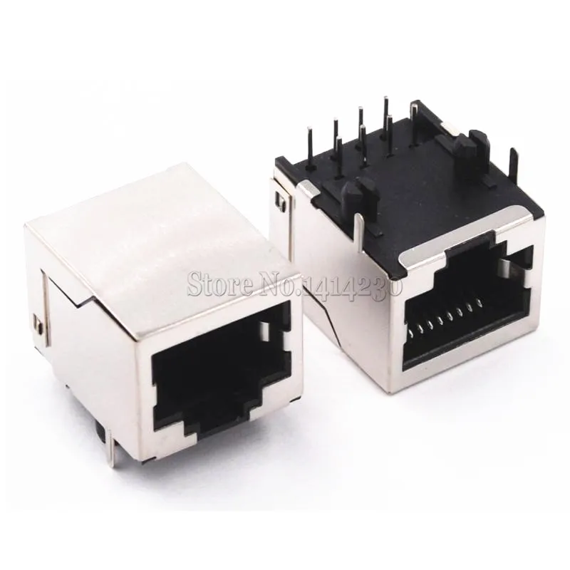 

10Pcs RJ45 Socket 8 Pin Cable Interface Shielded Crystal Head Light Copper Shell Connector Female 8P8C Computer Components