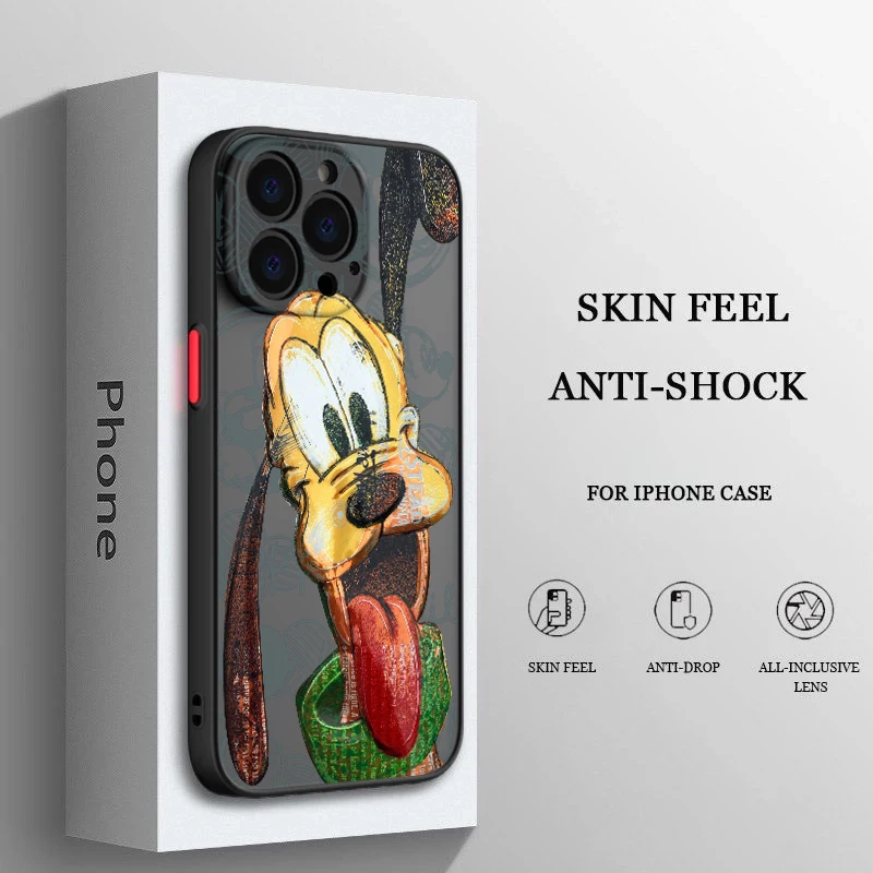 

Disney mickey friend pluto Matte Phone Case For Apple iPhone 14 13 12 11 XS XR Pro MAX 8 7 Plus Frosted Translucent