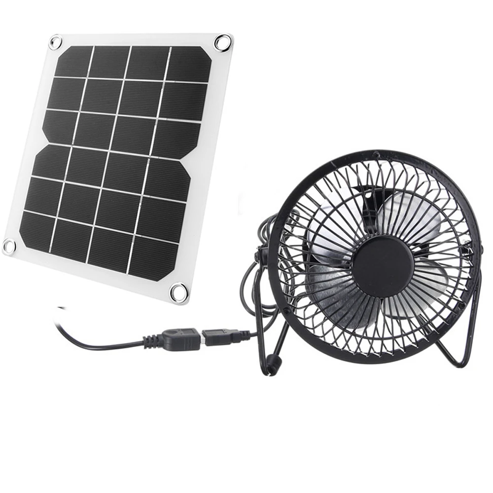 Portable Solar Fan Set Solar Panel Monocrystalline Silicon Mini Fan Cooling Multifunctional Fans for Camping USB Air Cooler
