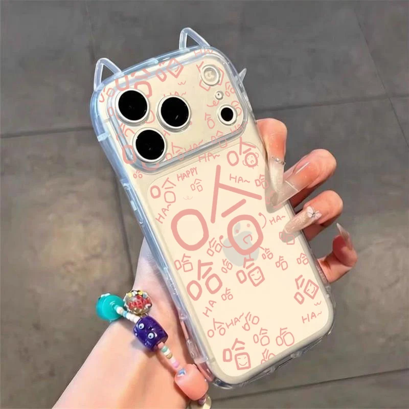 Фото Прозрачный чехол для телефона с 3D-ушками кошки и смайликом для POCO X8PRO Max X7 X6, мягкий чехол для Xiaomi 17 PROMAX 15, для Redmi Note 15 Pro 14 13 Pro №2