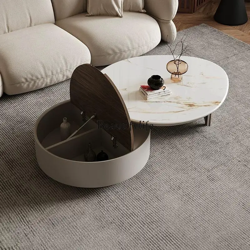 Круглый журнальный столик кремового цвета Современный минималистичный