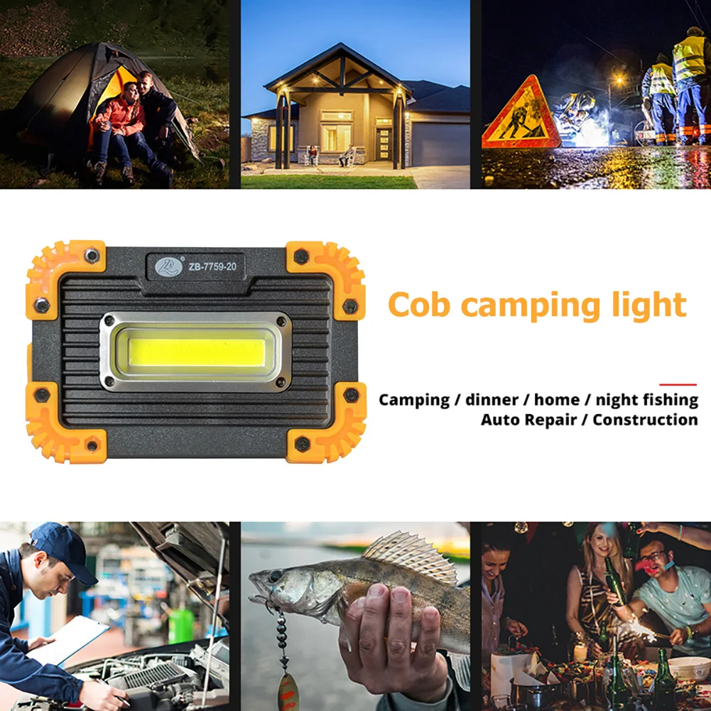 

LED COB Flashlight Multifunctional Plastic Handheld Lantern USB Charging Camping Lantern Folding Bracket for Outdoor Accessories