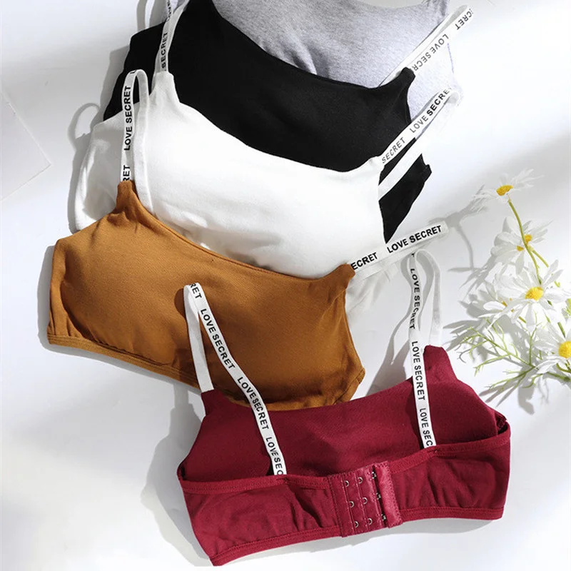 

Сексуальный бесшовный Съемный мягкий хлопковый бюстгальтер на бретельках, повседневный бюстгальтер с буквенным принтом, дышащий Женский б...