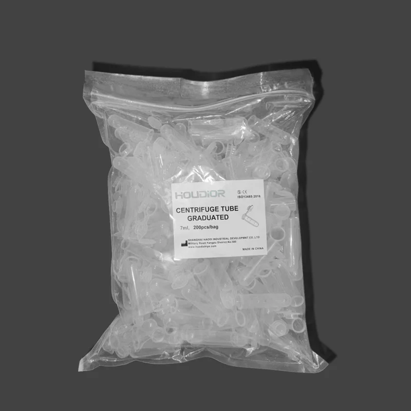 

200Pcs 7ml Centrifuge Tube EP Plastic Round Bottom Centrifuge Test Tubes Attached Caps Clear White