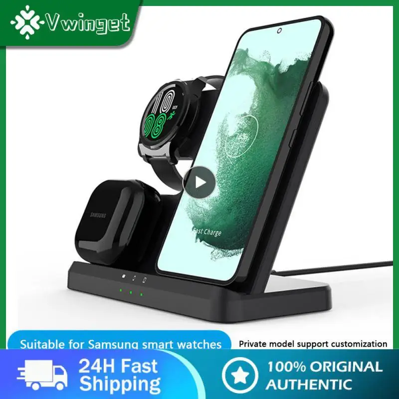 

15w Desktop Chargers Convenient Anti-slip Silicone Fast Charging Dock Station Heat Dissipation Multi-function 3 In1