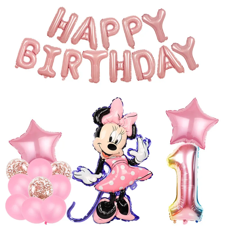 

1Set Mickey Mouse Minnie Foil Balloons Disney Theme Park Kids Happy Birthday Party Decorations Globos Gifts For Childrens