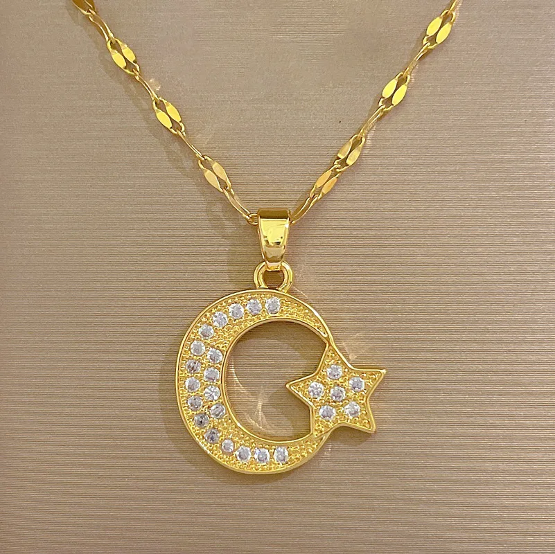 Ожерелье из нержавеющей стали для женщин подвеска золотого цвета в виде