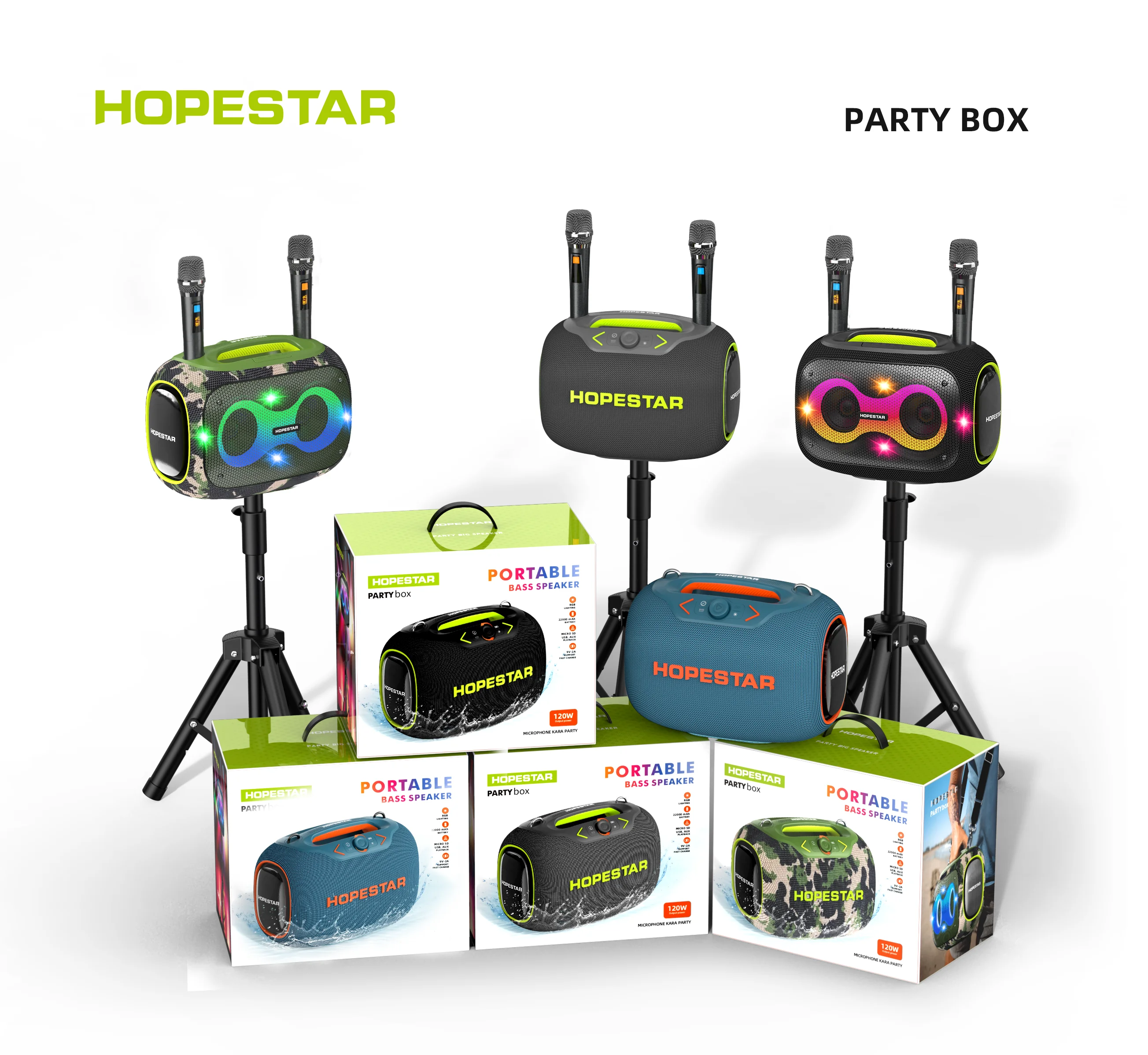 HOPESTAR 120W Partybox: Водонепроницаемая беспроводная колонка для улицы, домашнего кинотеатра, USB, TF, домашних вечеринок, караоке, с басовыми эффектами (art.: 3920dc532e86f) - 3920dc532e86f