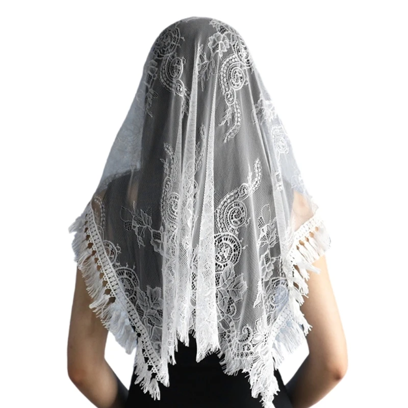 Женская шаль-мантилья свадебный церковный шарф с кружевной отделкой мягкий