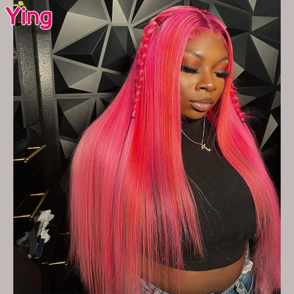 Ying Begonia Pink 13X6 Bone Straight Human Hair 613 Blonde Lace Frontal Wig 180% Brazilian Remy 13X4 Transparent Lace Front Wigs