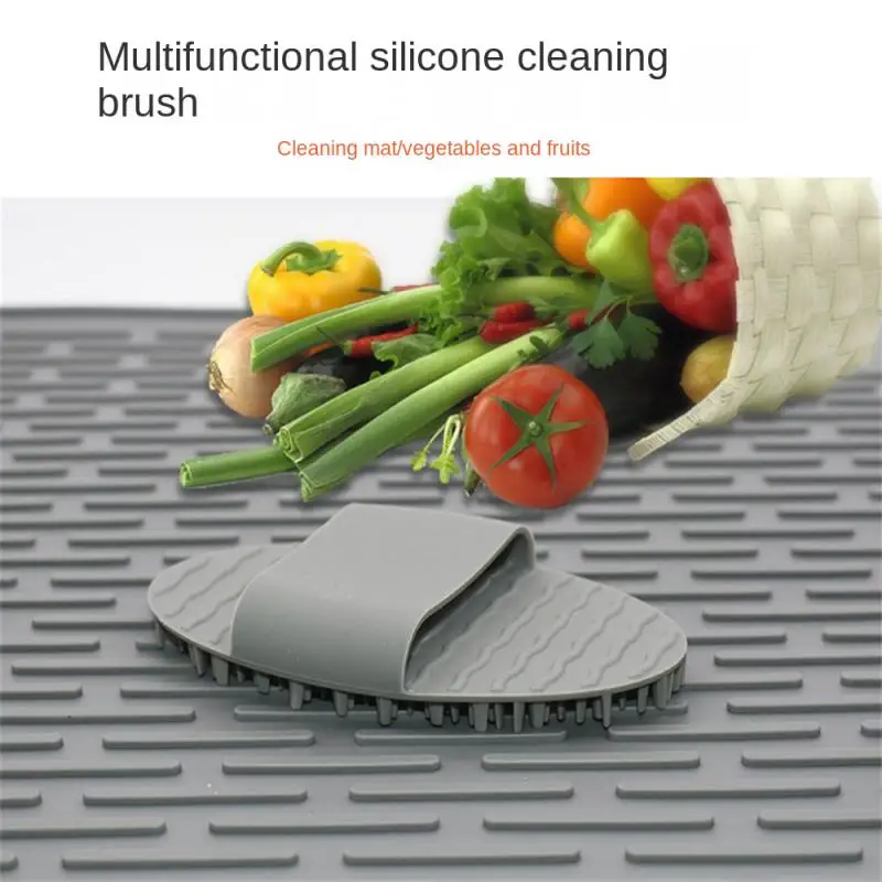

Kitchen Food Grade Cleaning Brush Food Grade Silicone Reusable Dishwashing Brush Non-slip Drain Pad Brush Set Brush Pot Brush