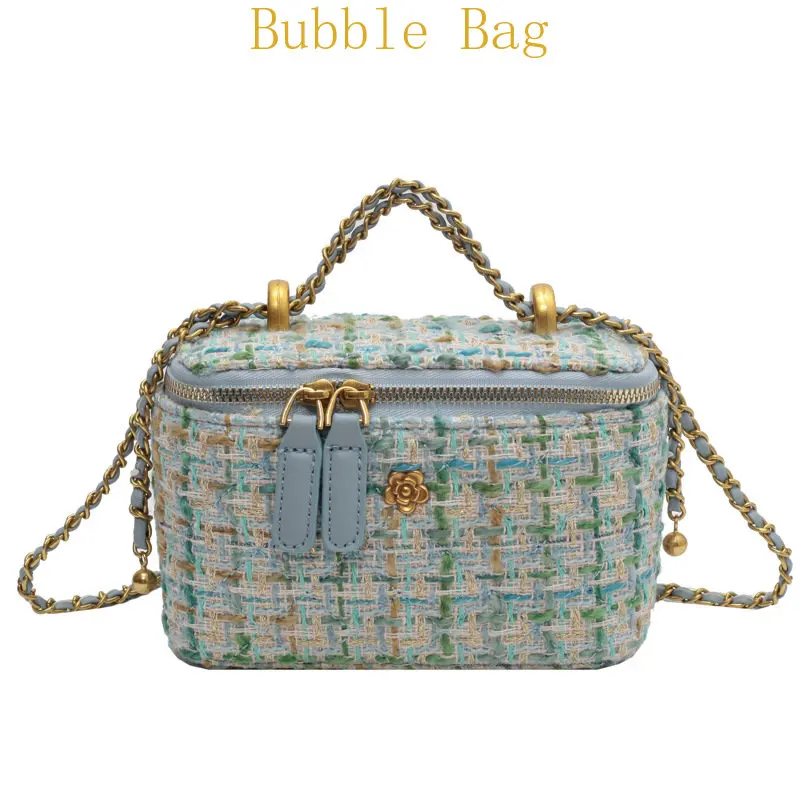 Fashion niche single shoulder crossbody bag female 2023 new small incense wool chain small square bag