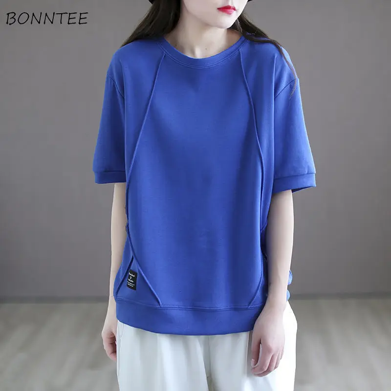 

Short Sleeve T-shirts Women Loose Solid Summer Popular Basic Design Korean Style All-match Simple Hot Sale Daily Casual Cozy New