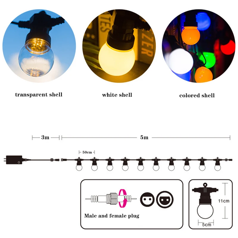Светодиодная гирлянда с шариками s G50 мигающий светильник для спальни двора