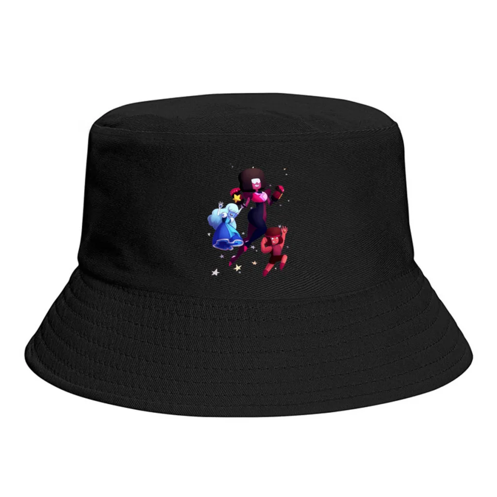 

Winter Fanart Sapphire Ruby Fusion Bucket Hat for Boy Girl Hip Hop Steven Universe Garnet Pearl Fisherman Hat Hiking Panama Hat