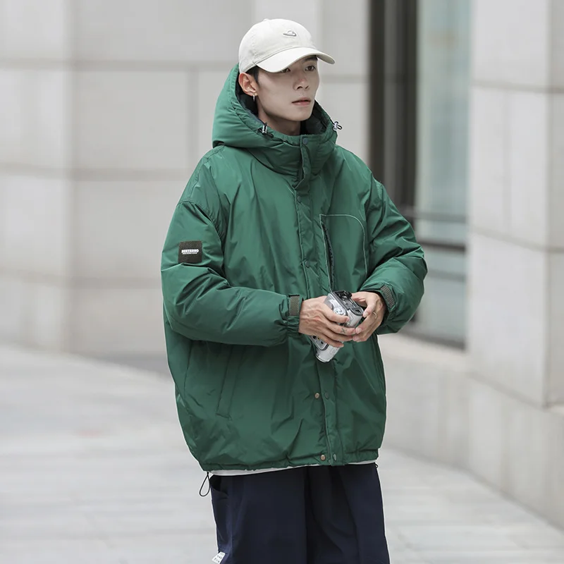 Winter Jacket Men Warm Fashion Casual Thicken Down Jacket Men Streetwear Korean Loose Thick Hooded Short Coat Mens Parker M-2XL