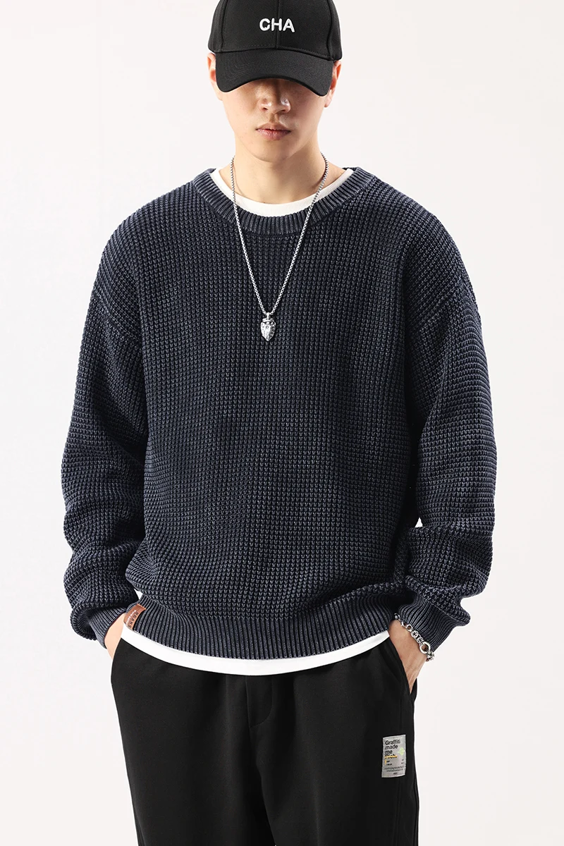 High-Quality Korean Fashion Knitted Sweater Men Pullovers Men Autumn Solid Color Wool Sweaters Men Street Wear Mens Clothes