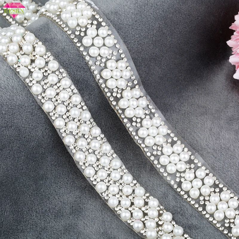Ресен 55 см Длина Стразы с прямой основой круглые жемчужные ювелирные украшения ABS