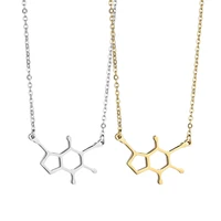simple serotonin molecule necklace women chemical geometric polygon pendant necklace hormone dopamine love jewelry