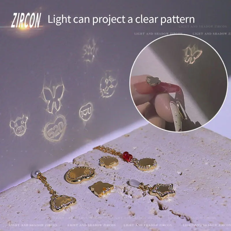 

Shadow nail ornament Projection zircon love butterfly nail chain pendant nail art decorative nail tools