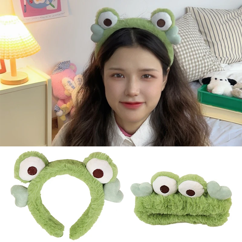 

Plush Funny Frog Animal Ears Makeup Headband Wide-brimmed Elastic Hairbands Cute Girls Hair Bands Women Cosplay Hair Accessories