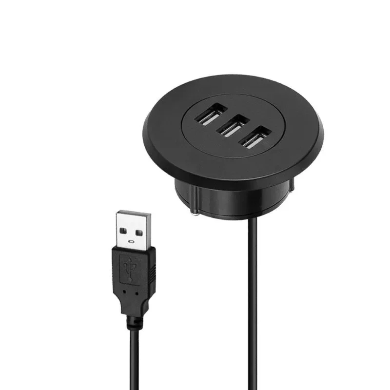 

Grommet Hole In-Desk Mounting 3 Ports USB 2.0 Hub For Laptop PC Computer