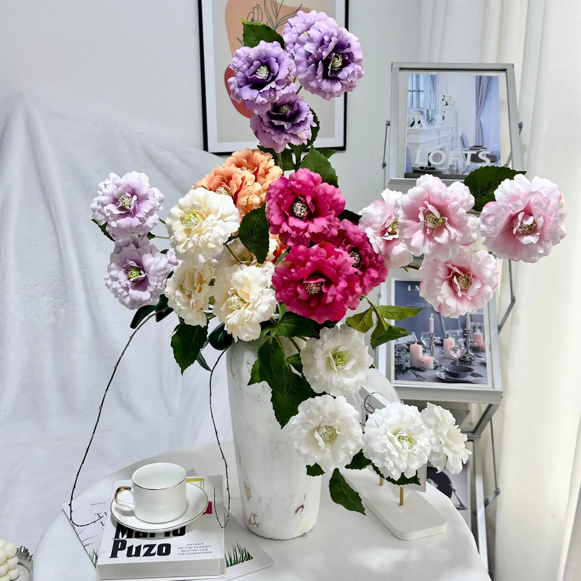 

Искусственные цветы пиона на 4 головки, 5 шт., искусственные цветы для свадебной церемонии, цветы для невесты, украшения для гостиной