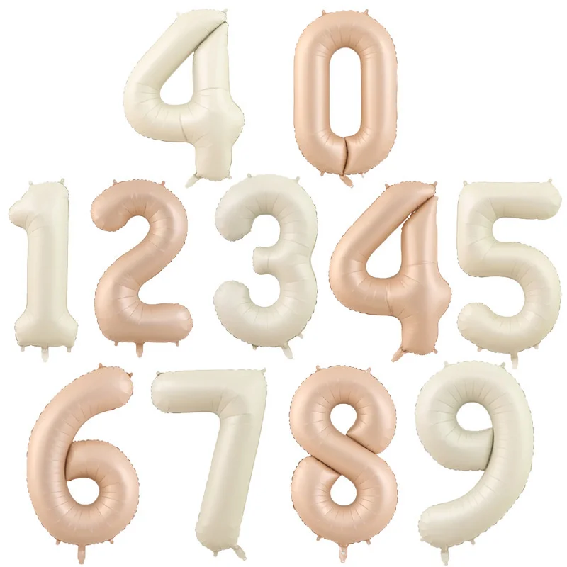 

Large Cream Number Balloons 0 1 2 3 4 5 6 7 8 9 Years Old Birthday Party Decoration Caramel Numbers Balloons wholesale