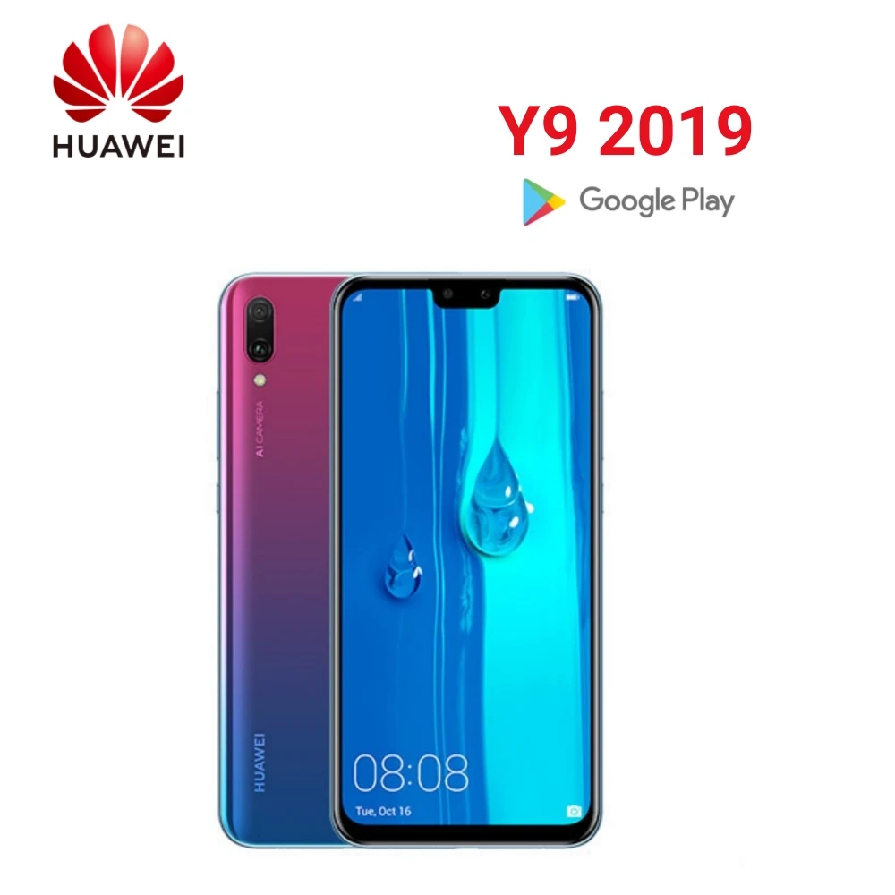 HUAWEI-Y9 2019 смартфон Android 6 5 дюйма 4 + 64 Гб ПЗУ магазин Google Play мобильные телефоны две