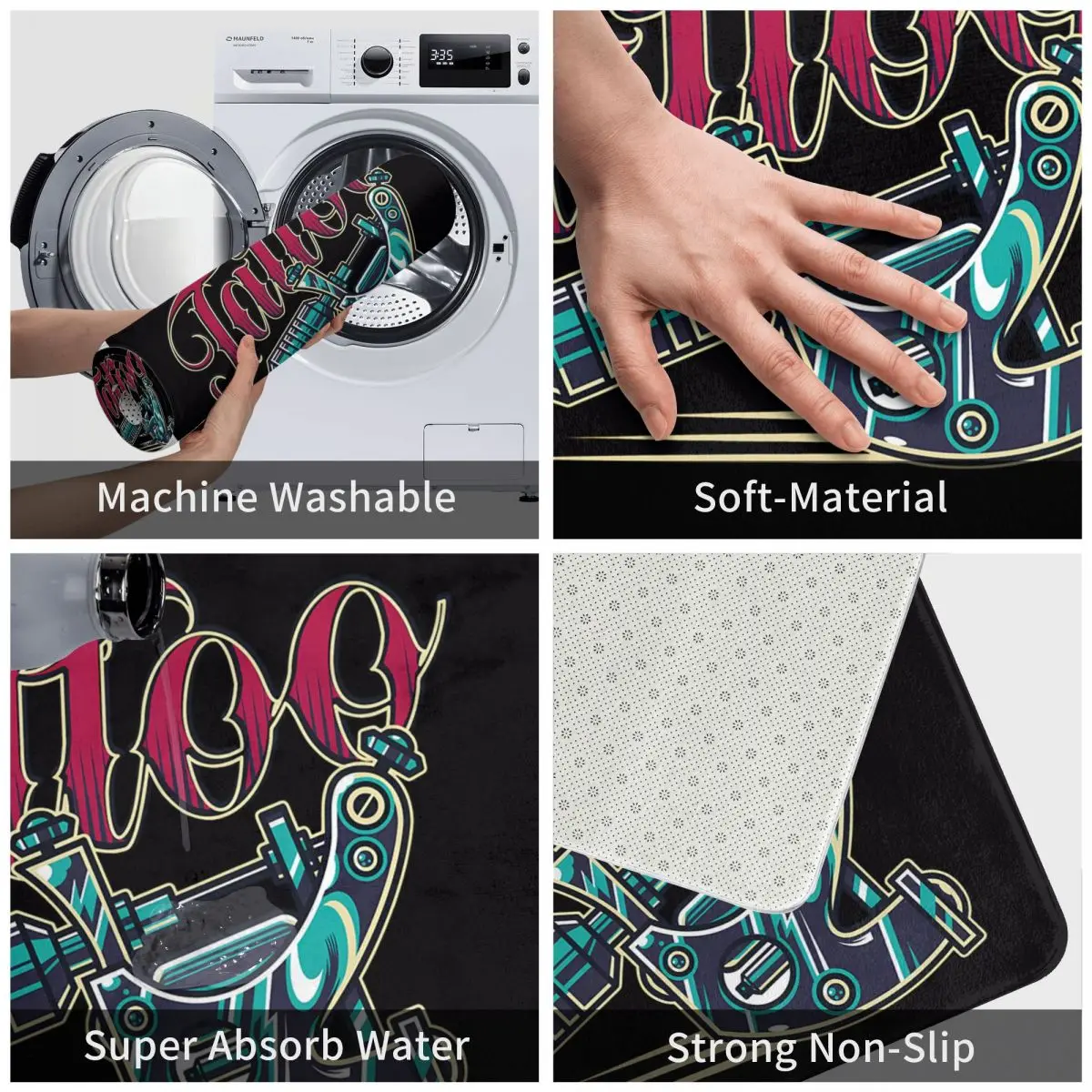 Тату-машина 40x60 см Ковер Полиэстеровые напольные коврики Модные