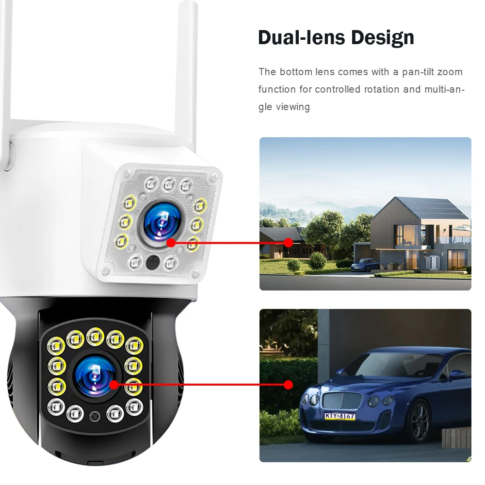 

2K 4MP Wifi PTZ IP Dual Lens Dual Screen 5X Zoom Camera Outdoor Human Detection Wireless CCTV Security Surveillance Camera ICsee