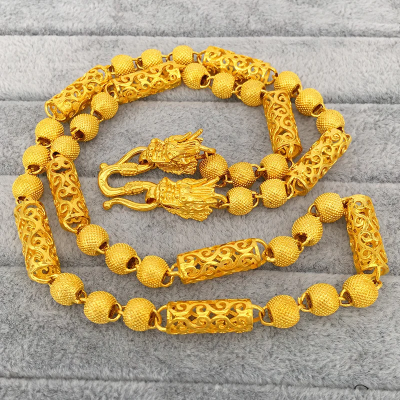 Мужское властное ожерелье из 24-каратного золота AU999 — преувеличенная