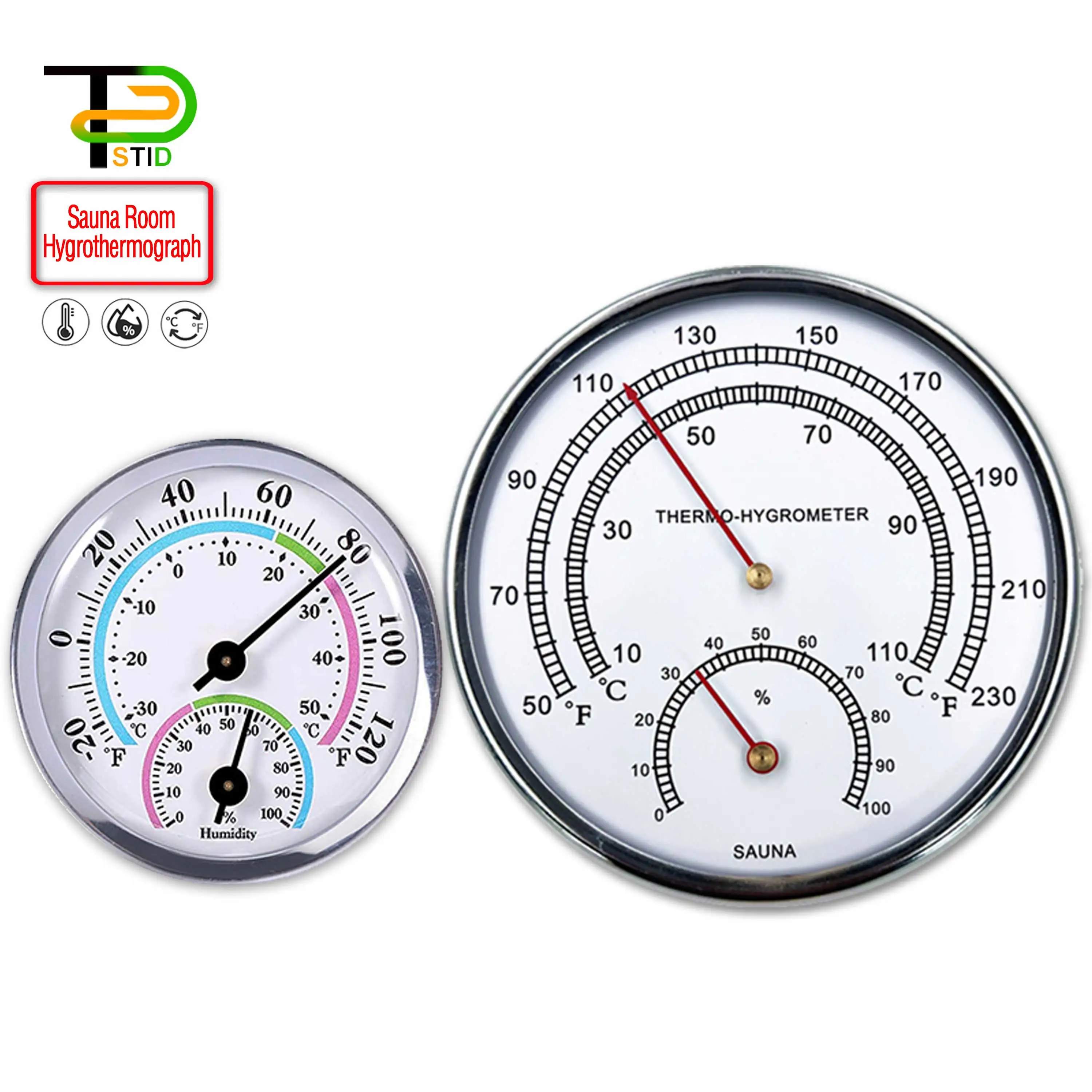 

Термометр для сауны, измеритель влажности с ручной калибровкой, гигротермограф 2 в 1 C/F