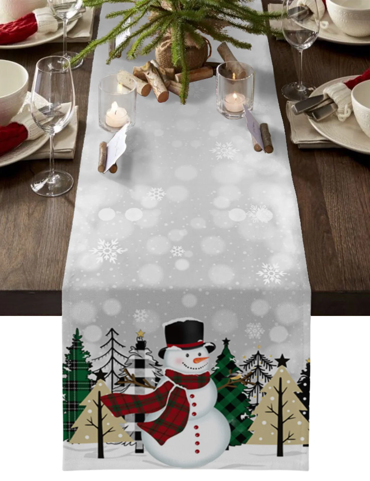 

Christmas Tree Snowman Snowflake Table Runner Home Wedding Table Flag Mat Table Centerpieces Decoration Party Long Tablecloth