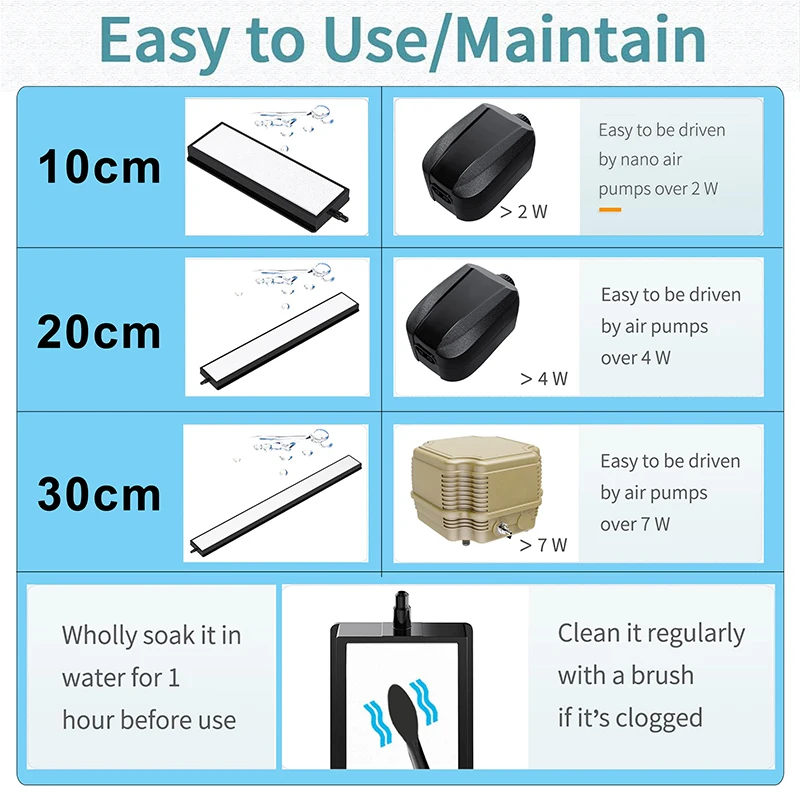 Аквариумный пузырьковый насос 10/20/30 см каменный для свежего воздуха аксессуары