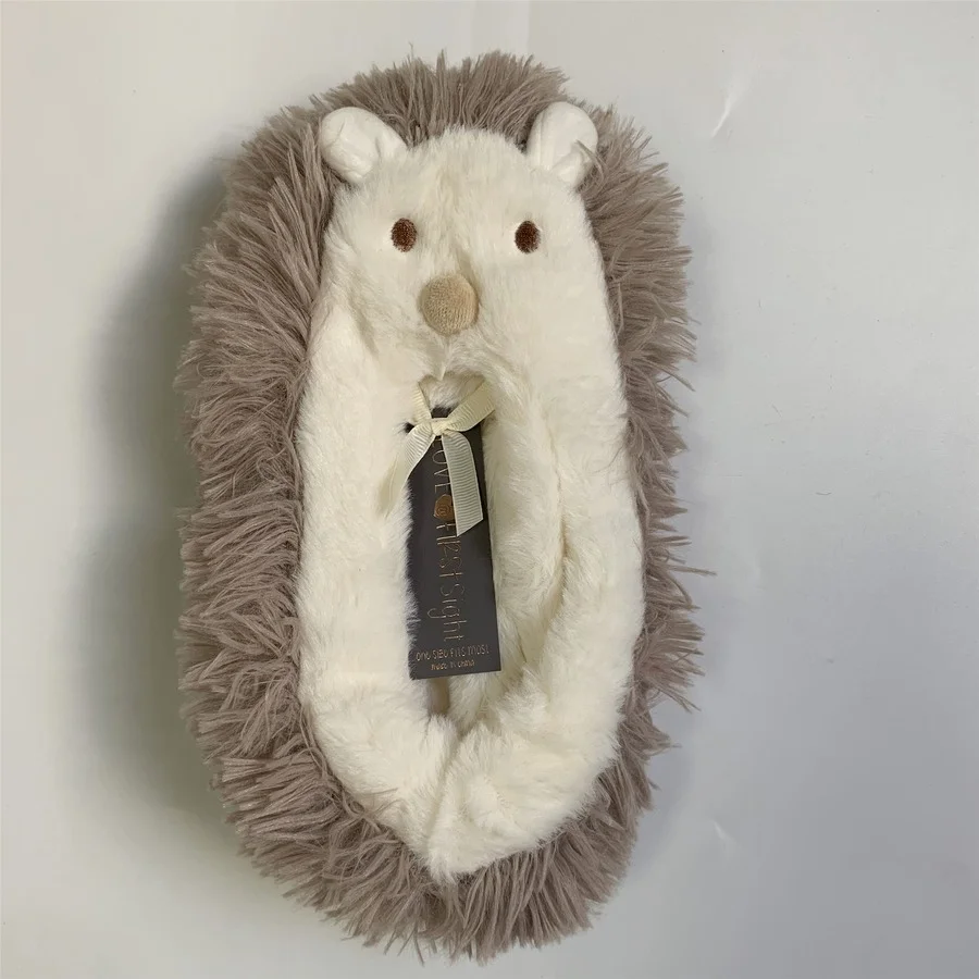 Fuzzy Socks Women Winter Warm Plush Anti Non Slip Sleeping Female Funny Cute Kawaii Cartoon Animal Floor Slippers Sock Hedgehog