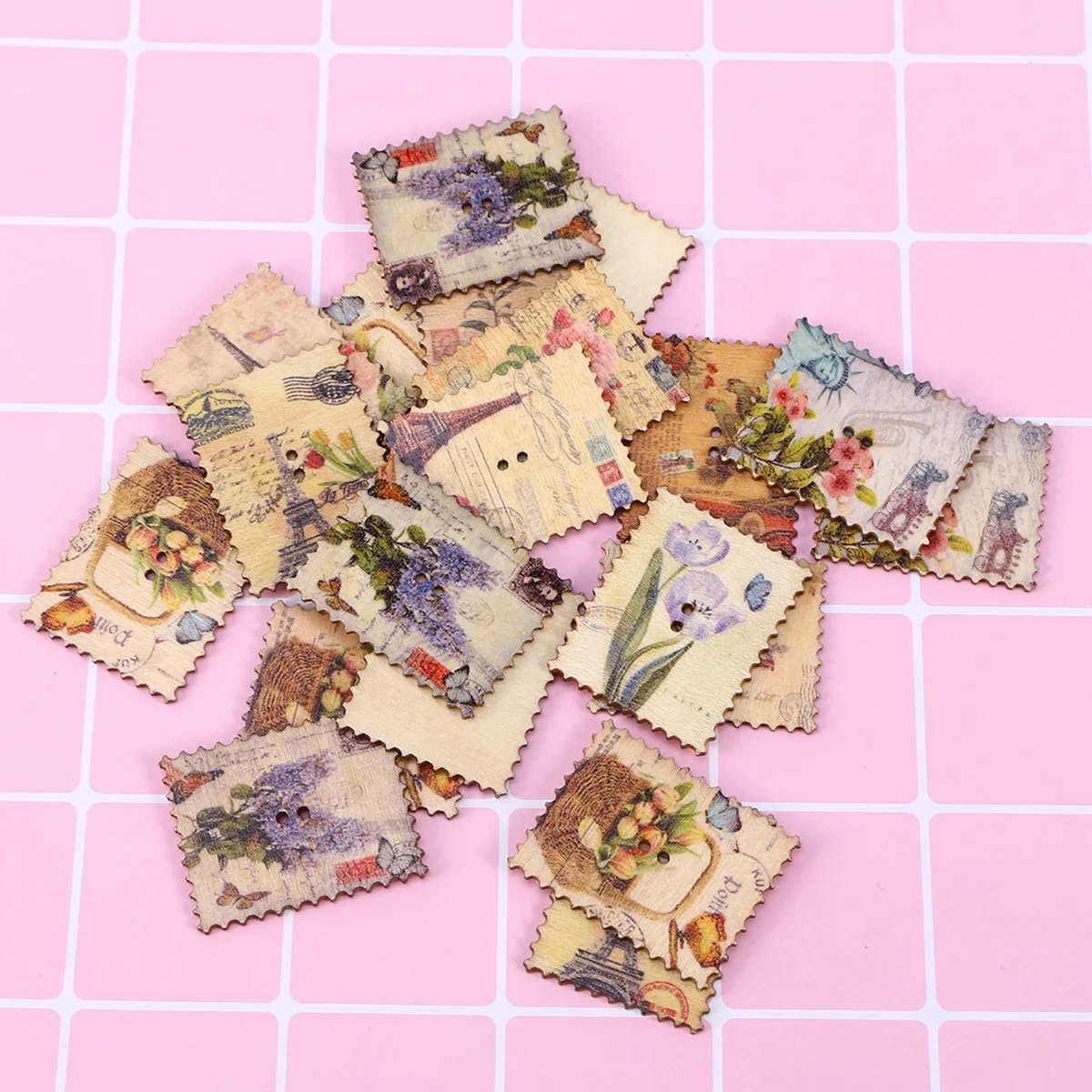 

Buttons Button Wooden Wood Sewing Diy Stamp Vintage Decorative Shaped Craft Knitting Cartoon Hole Pattern Flower Craftsbaby
