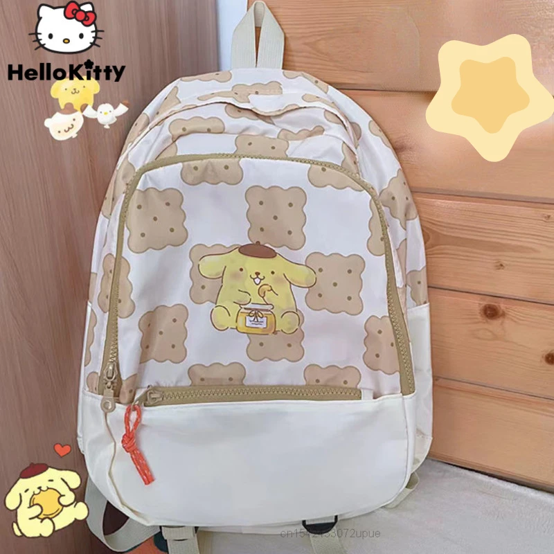 

Cartoon Sanrio Pompom Purin Canvas School Bag Anime Backpacks Cute Fashion Houlder Bag Tudent Korean Shoulder Bag