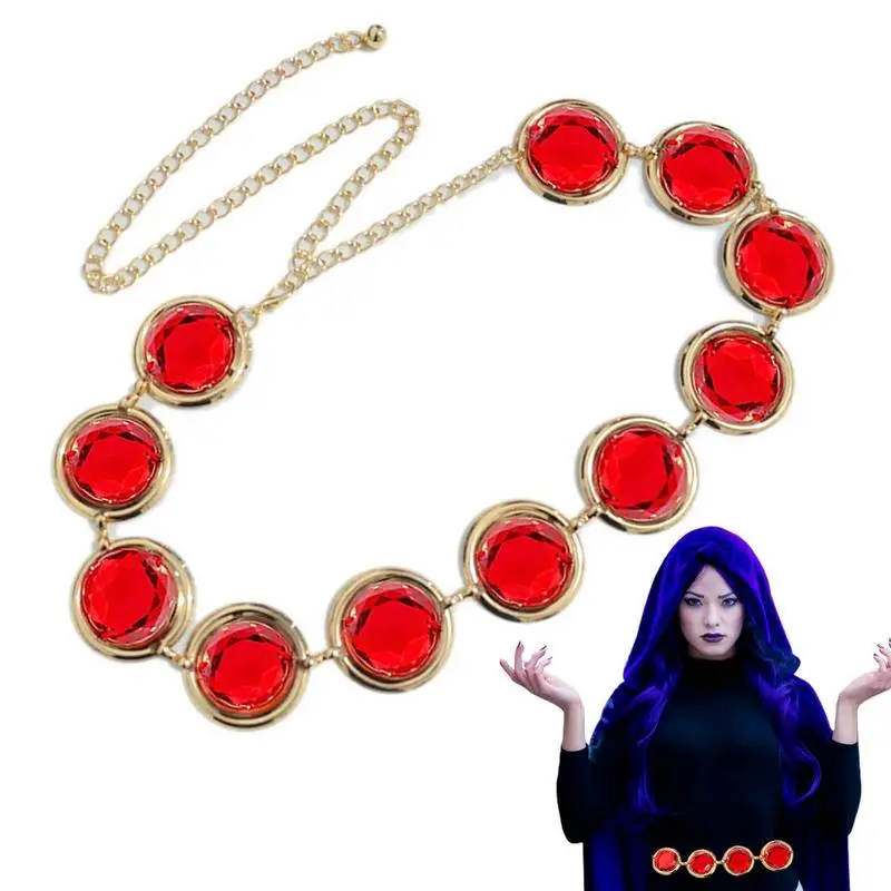 

Аксессуары для косплея для женщин, поясной ремень для аниме косплея, поясной ремень с красными драгоценными камнями, цепочка со стразами дл...