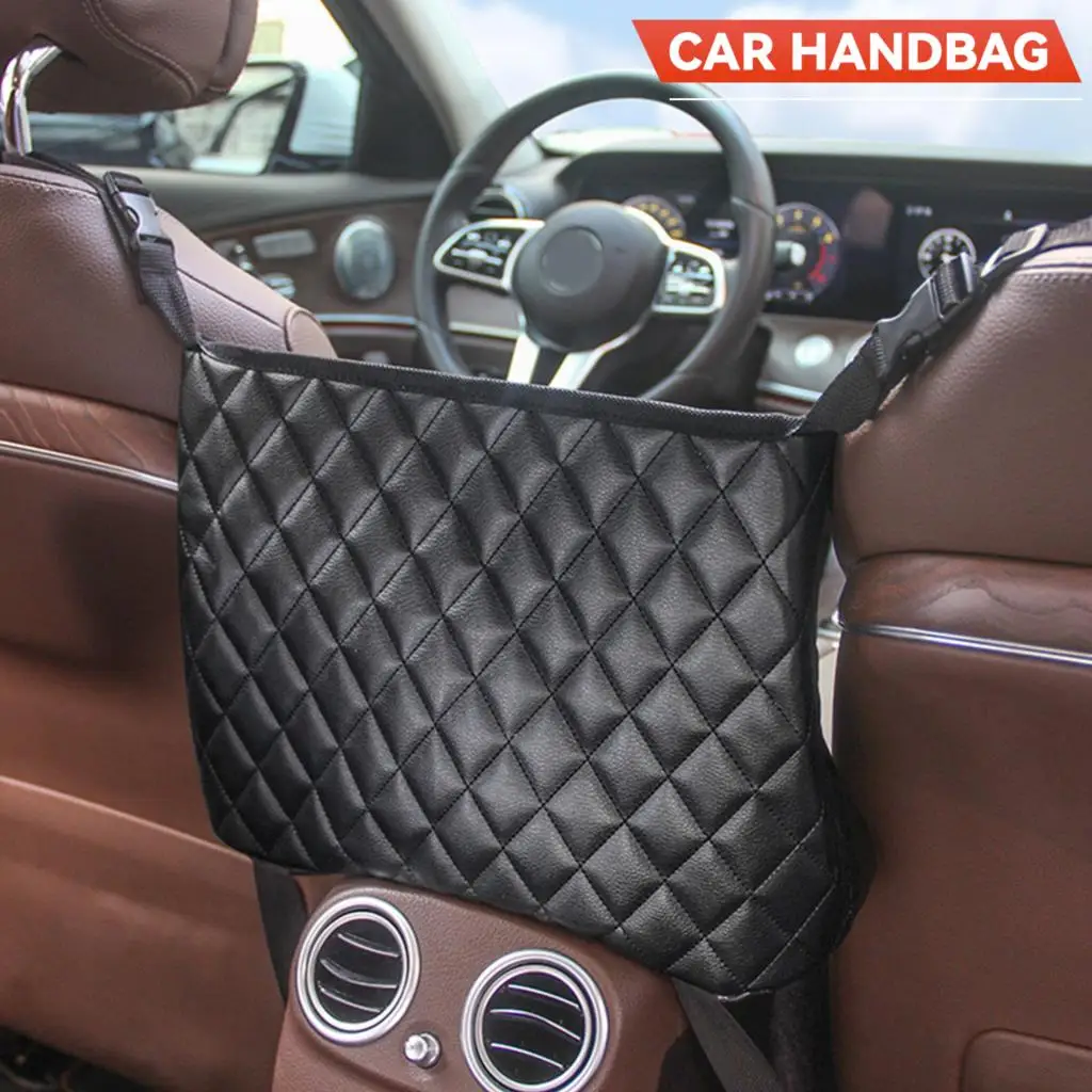 

Pu Leather Car Handbag Holder Interior Auto Seat Middle Box Seat Hanger Storage Bag Hanging Pocket Handbag for Men Women Girls
