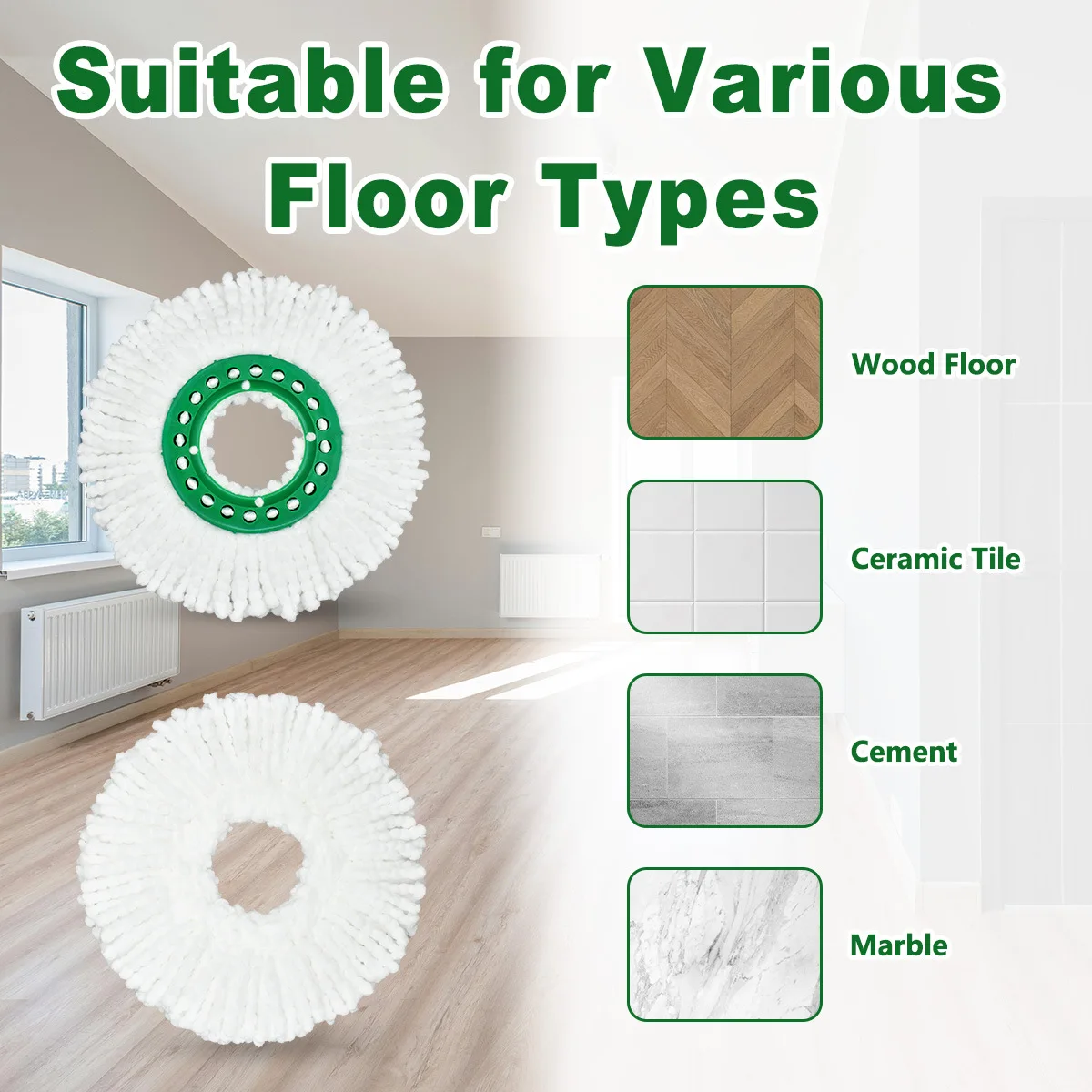 Сменная головка для швабры Libman Tornado большая круглая насадка из микрофибры