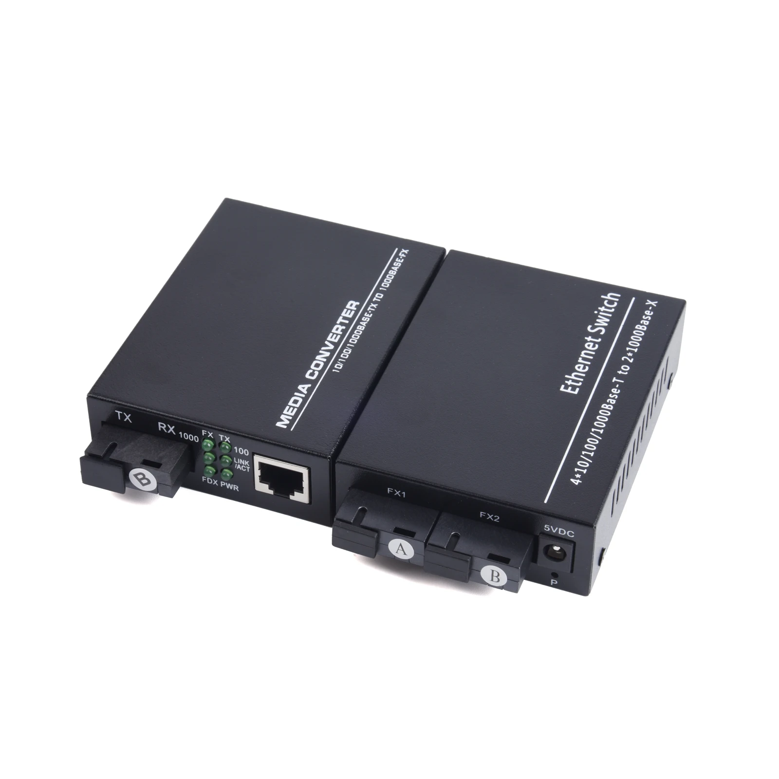 1 Pair Gigabit Fiber Optical Media Converter 10/100/1000M Single Mode 2 Fiber to 2 RJ45 UPC/APC SC-Port With Outdoor Fiber Wire