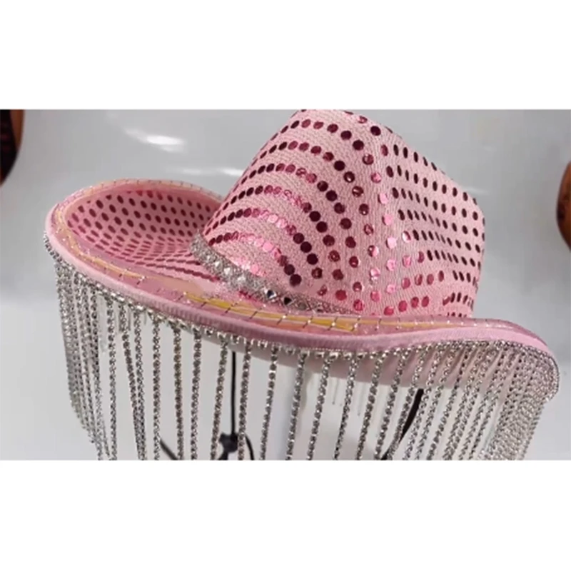 Светящаяся ковбойская шляпа с блестками и подсветкой для музыкального фестиваля