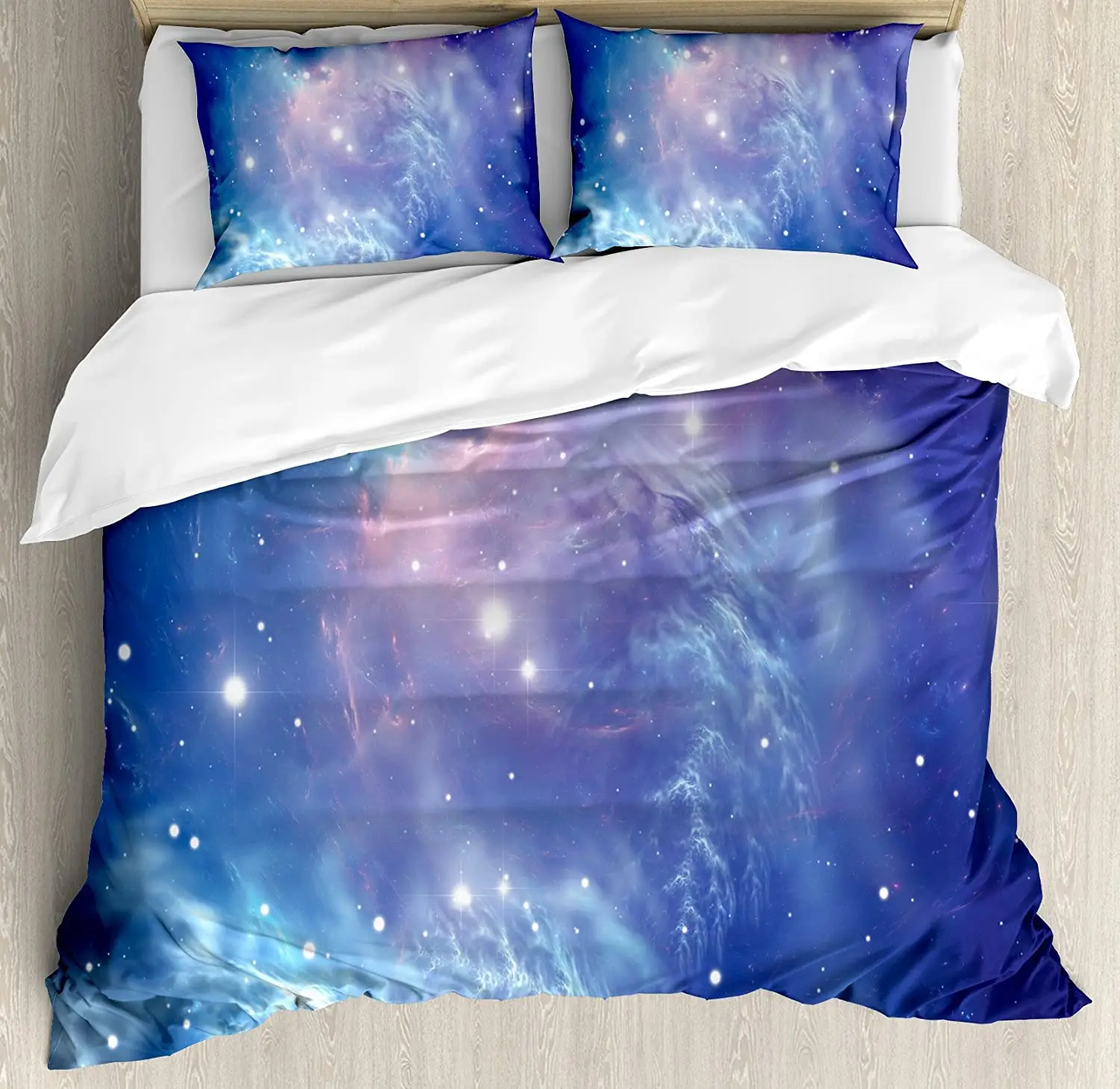 

Space Decorations Bedding Set Comforter Duvet Cover Pillow Shams Outer Space Nebula in the Galaxy w Bedding Cover Double Bed Set